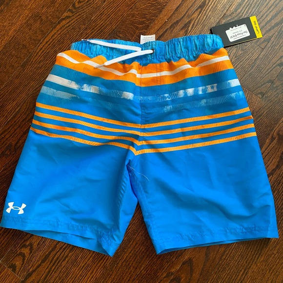 Under Armour Kids Blue and Orange Striped Shorts - Picture 4 of 5